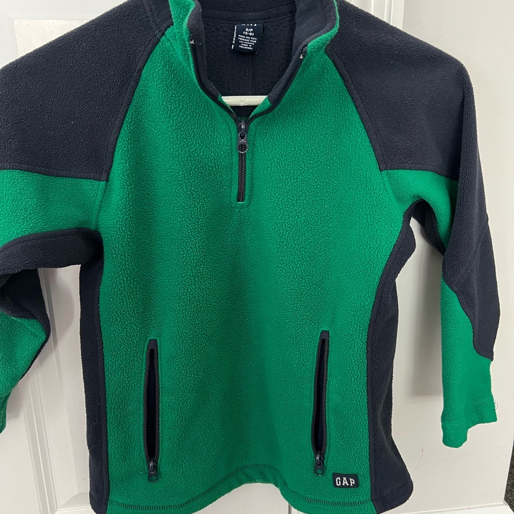 GAP Kids Green and Black Half-Zip Puffer-Style Fleece